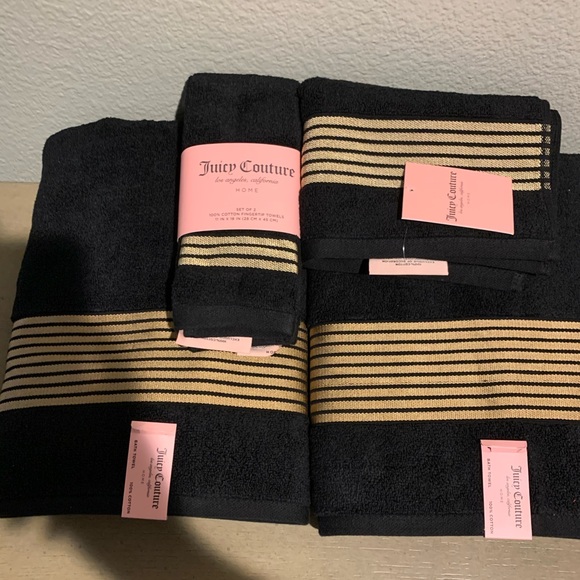 Juicy Couture Bath Brand New Juicy Couture Black Gold Towel Set